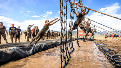 Participants in a Tough Mudder obstacle course event