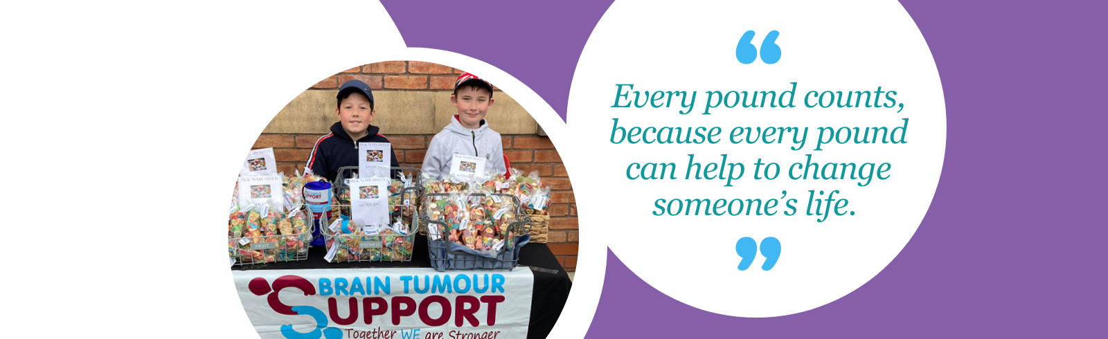 Fundraise your way - young boys sitting behind a table-top sweet sale