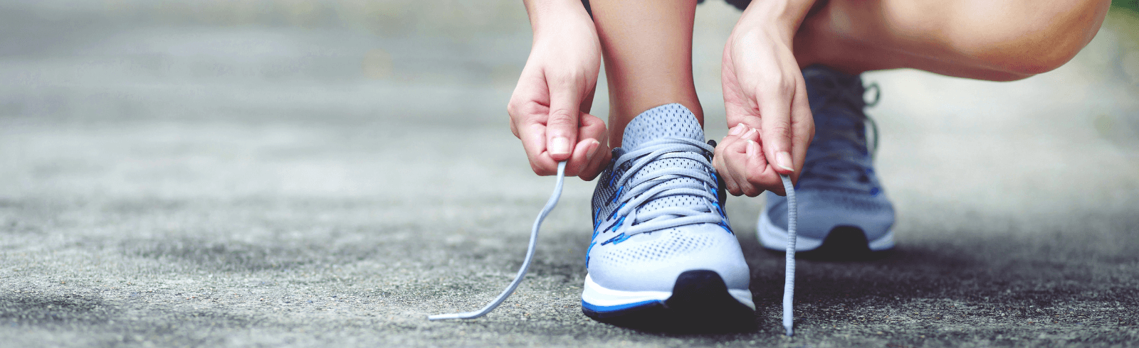 Close up of womens running shoes