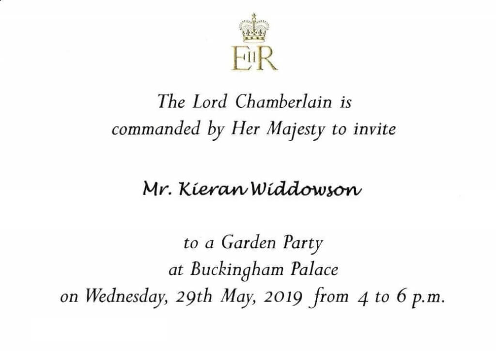 An invitation to a Royal Garden Party at Buckingham Palace