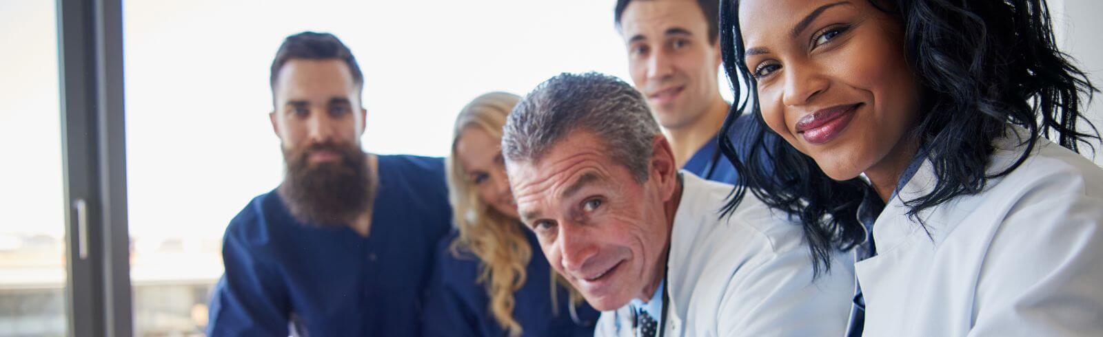 Group of medical doctors in a team meeting