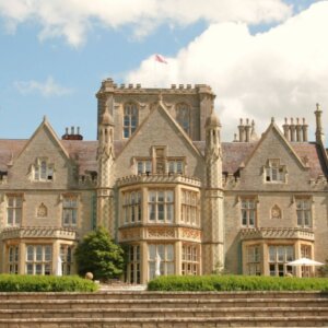 DeVere Tortworth Court, charity of the year sponsor for Brain Tumour Support are hosting a gala dinner. The photo shows the grand hotel against blue skies
