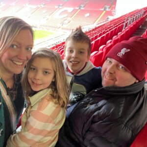 Family at football stadium