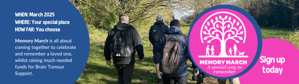Brain Tumour Support Memory March 2025 event header with logo