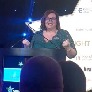 Brain Tumour Support CEO speaking in front of attendees