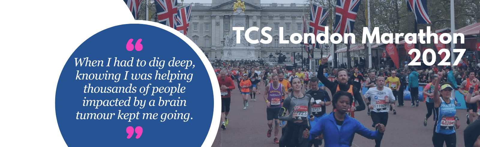 London Marathon runners in front of Buckingham Palace