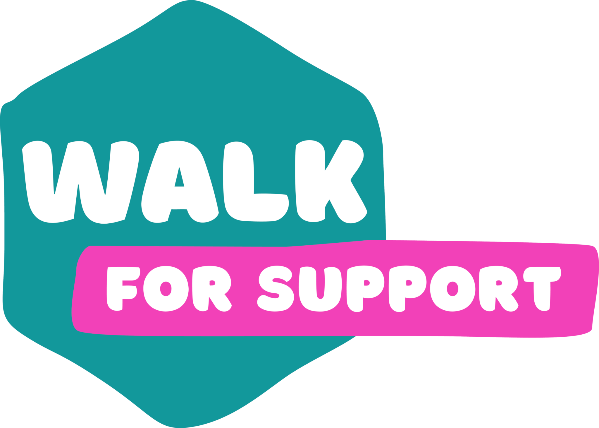 Brain Tumour Support event Walk for Support logo in teal and pink